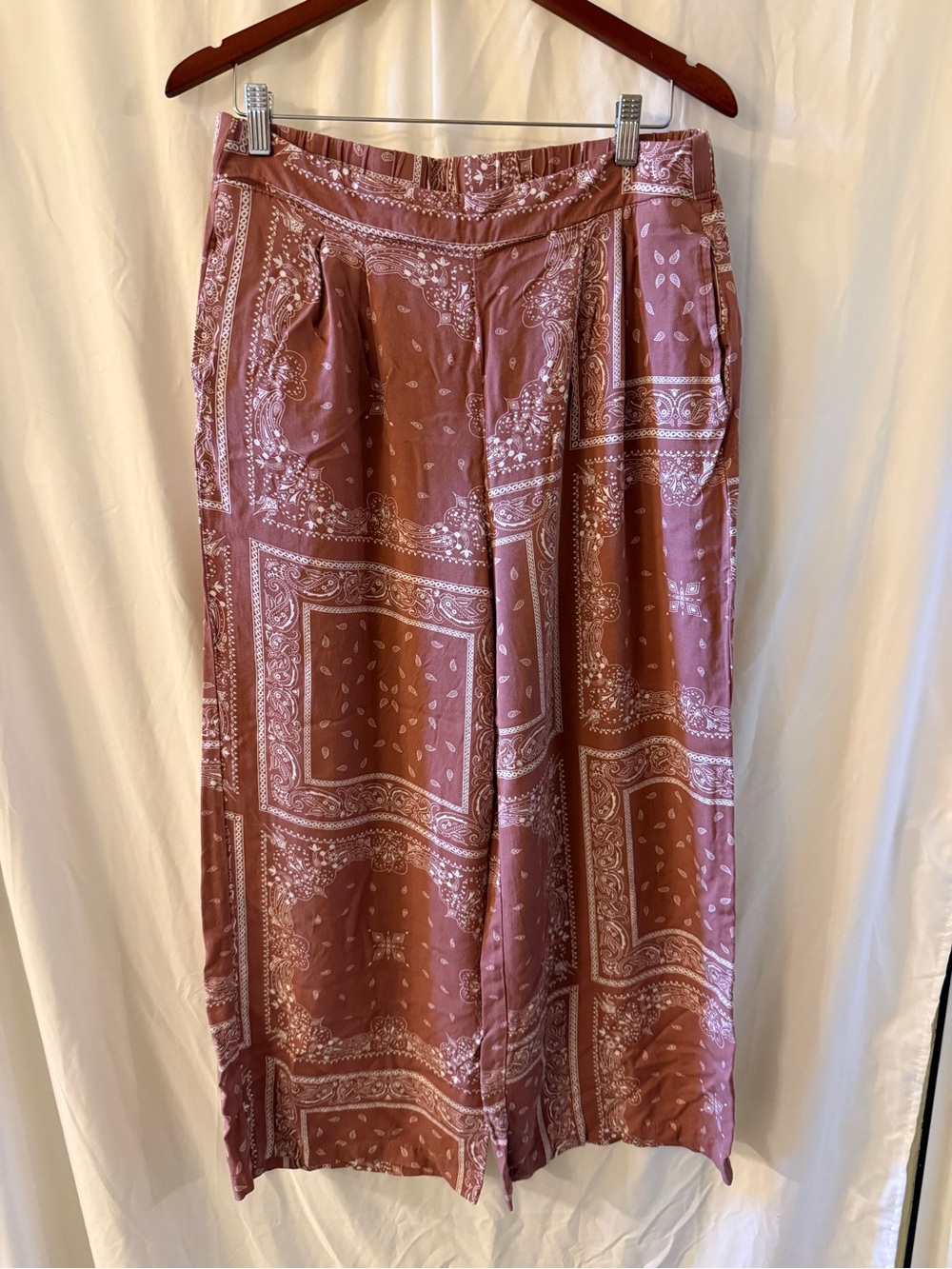 Women's Printed Wide-Leg Pants - Dusty Rose - Picture 2 of 10